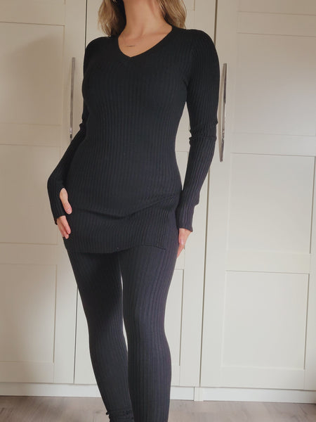 Comfy rib huispak zwart LOVIFashion 