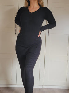 Comfy rib huispak zwart LOVIFashion 